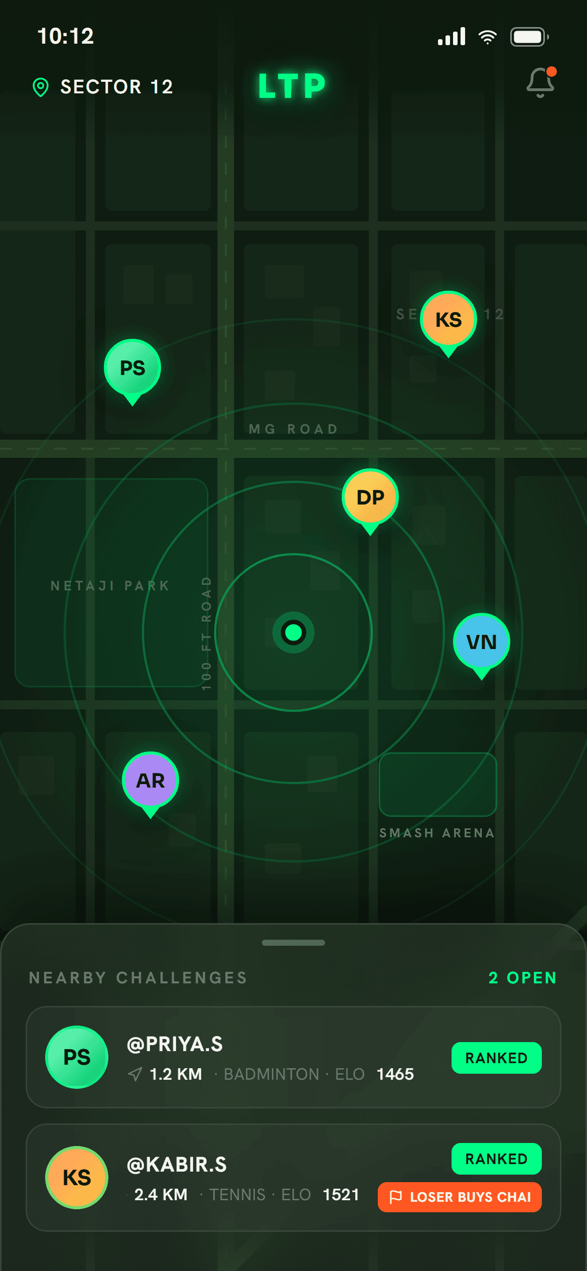 The map. Rivals nearest to you.